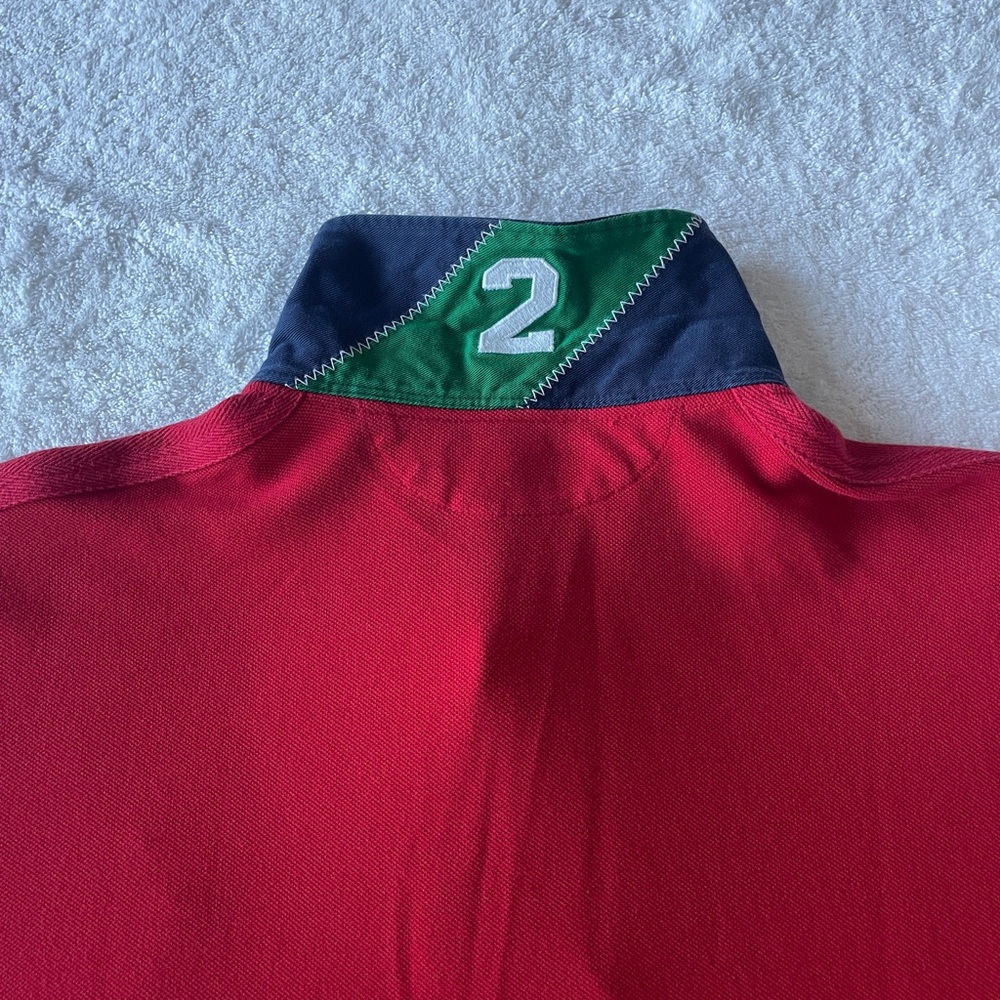 Vintage Mens Polo Ralph Lauren Polo Shirt Big Pony Long Tail Rugby Style, Red XL - Picture 6 of 7